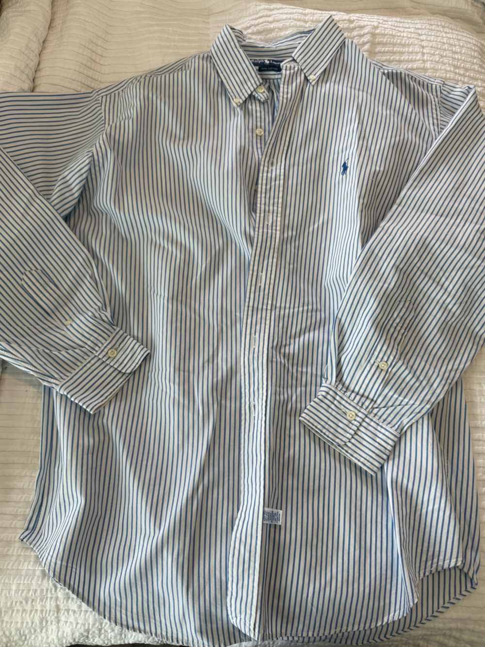 Ralph Lauren Blue Stripe Button-Down Oxford Shirt - Men's EUC 1015